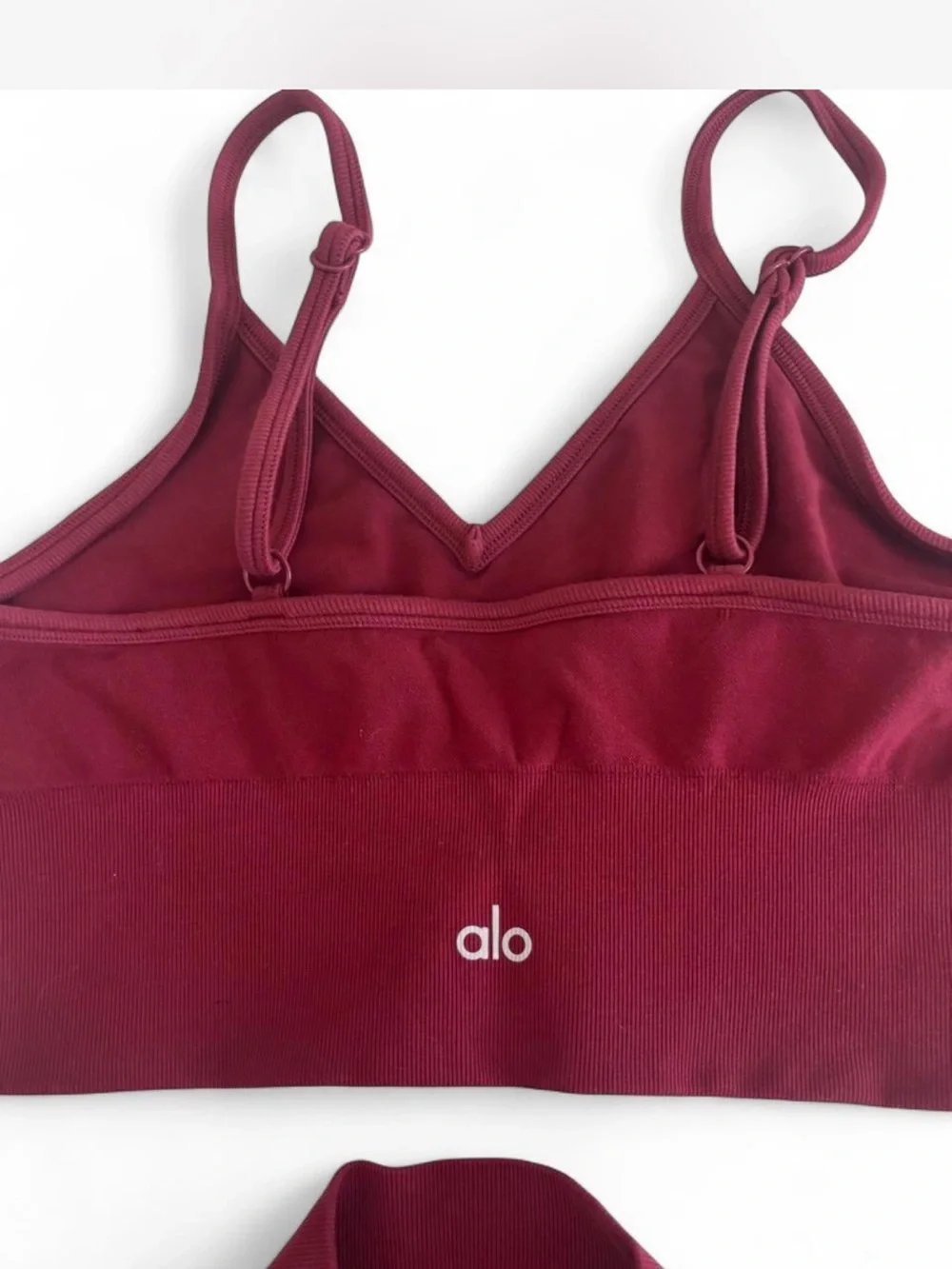 LIKE NEW ALO Yoga Burgundy Seamless Bra and Shorts